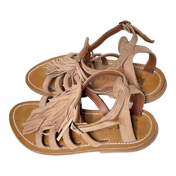 K. Jacques St Tropez Fregate Suede Fringe Gladiator Sandal Sultan 39 9 - Picture 3 of 6